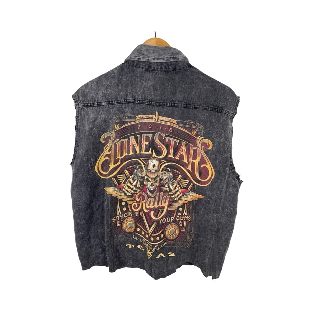 Vance Biker Wear Gray COTTON Vest Galveston Lone Star biker rally medium 096
